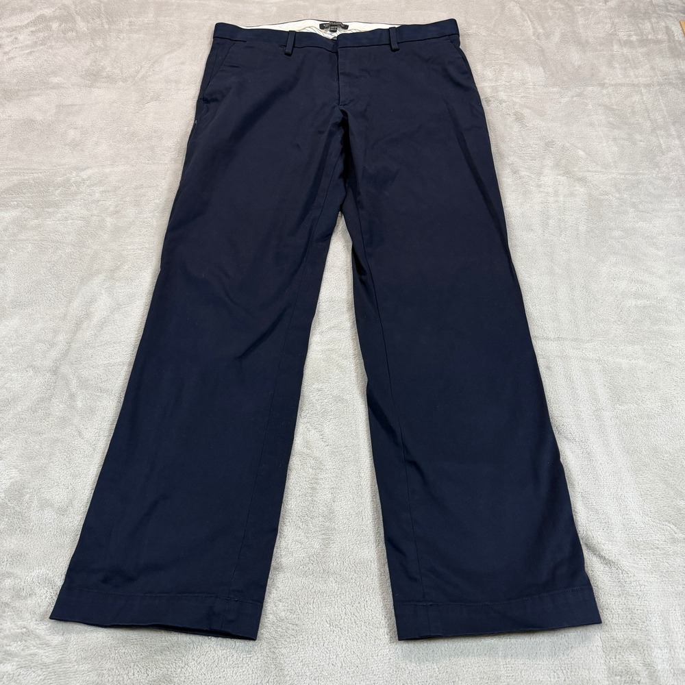Banana Republic Mens 34x32 Emerson Straight Fit Navy Blue Chino Pants Stretch